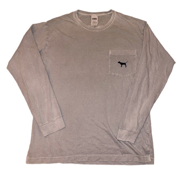 PINK Victoria's Secret Tops - Victoria’s Secret Pink love pink grey black front pocket long sleeve SOLD